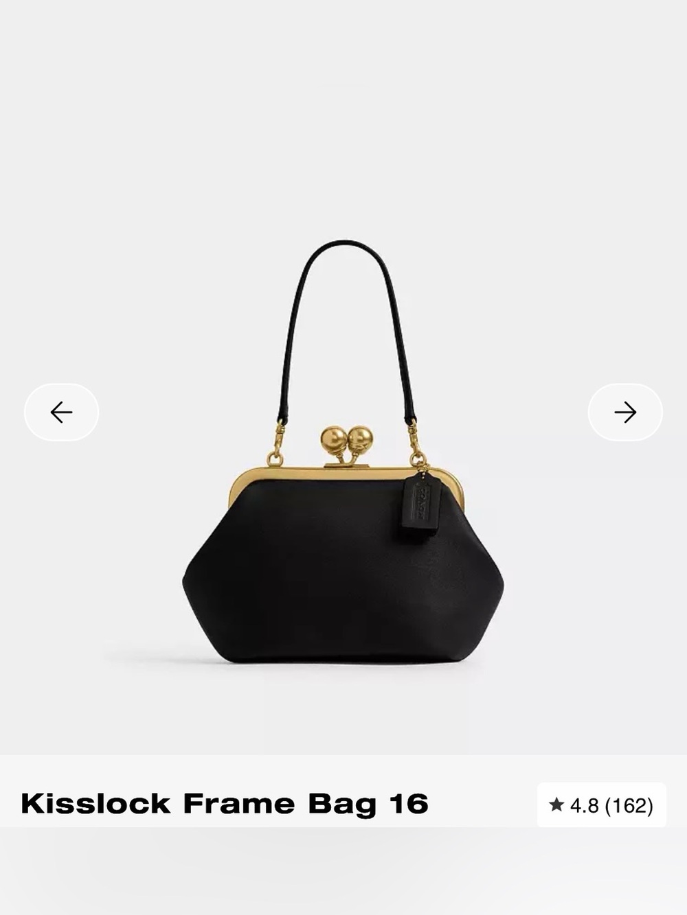 Coach Black Kisslock Frame Wristlet with Gold Hardware